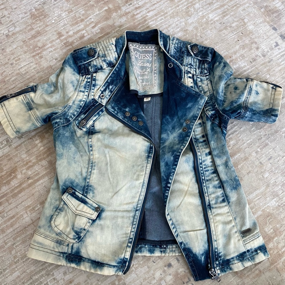 GUESS Short Sleeve Denim Tie Dye Jacket / Small
